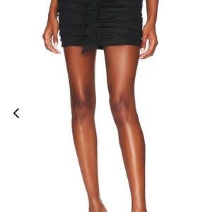 Ruched Mini Skirt in Black